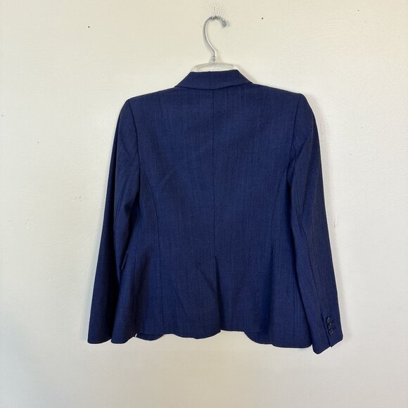 Banana Republic Womens Wool Blend Navy Blazer Size 0 One Button - Picture 4 of 11